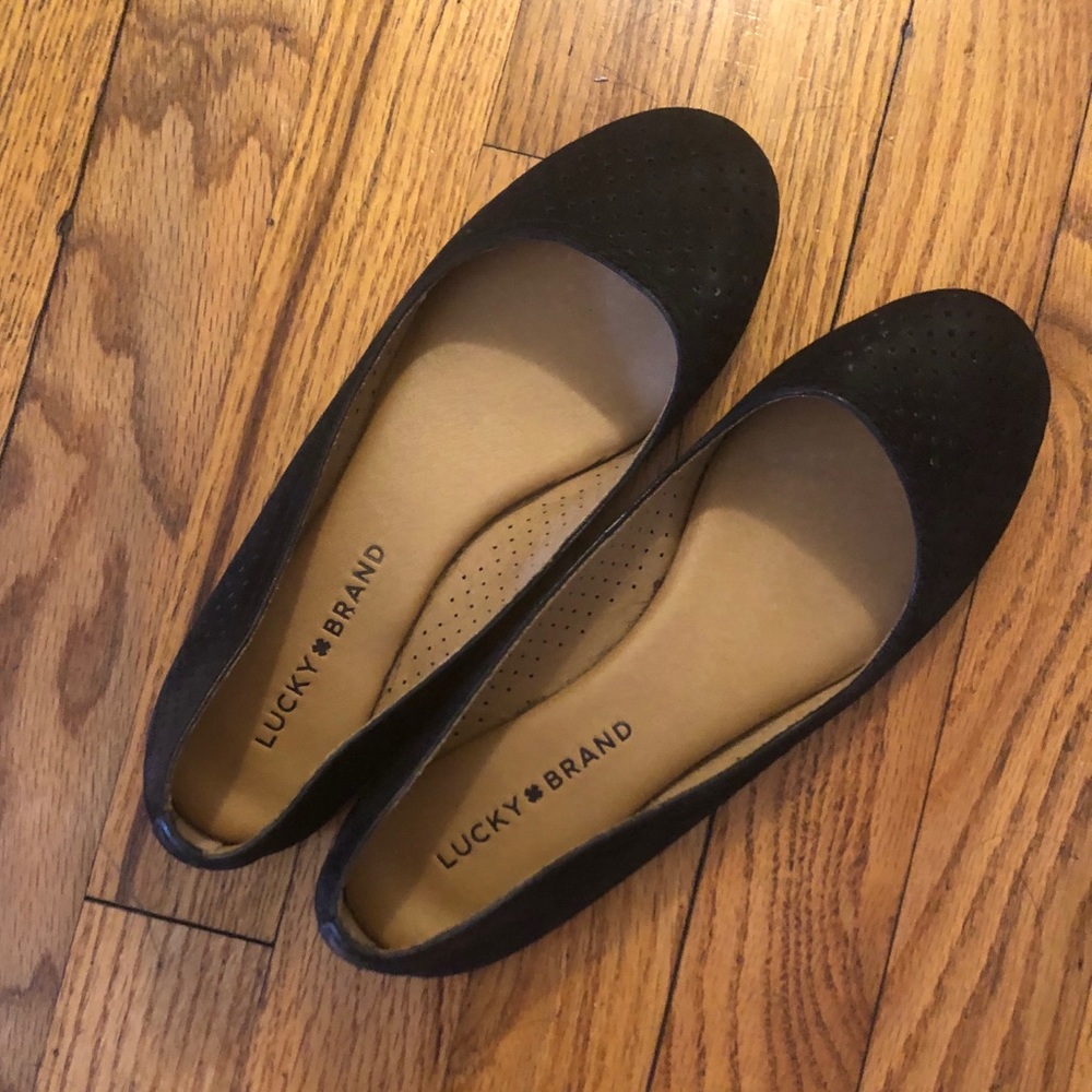 Black Lucky Brand Perforated Suede Flats